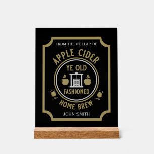 Rustic Apple Cider Personalised Drinks Acrylic Sign