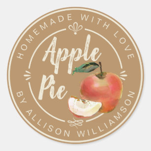 Rustic Apple Cinnamon Homemade Apple Pie Classic Round Sticker