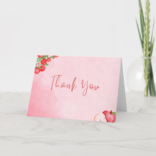 Rustic Apple Thank You Card – Red Watercolor (Front)
