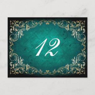 rustic aqua regal  wedding table seating card