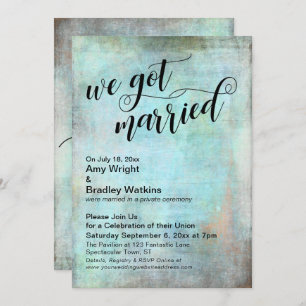 Rustic Aqua We Got Married Reception-Only Invitation