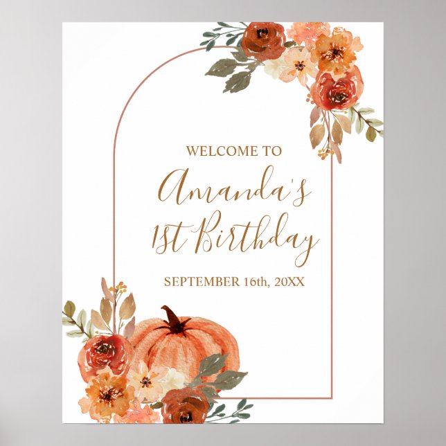 RUSTIC Arch Terracotta 1st Birthday Welcome Sign (Front)