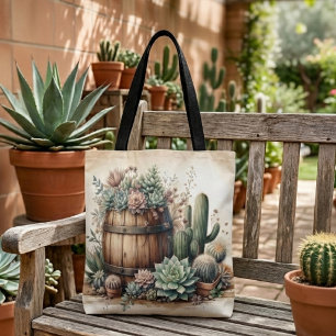 Rustic Arrangement Of Succulents & Cacti Tote Bag
