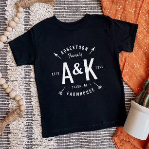 Rustic Arrow Family Monogram Farmhouse T-Shirt