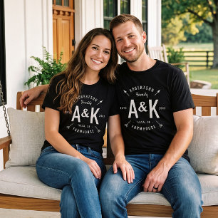 Rustic Arrow Family Monogram Farmhouse T-Shirt