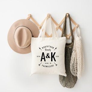 Rustic Arrow Family Monogram Farmhouse Tote Bag
