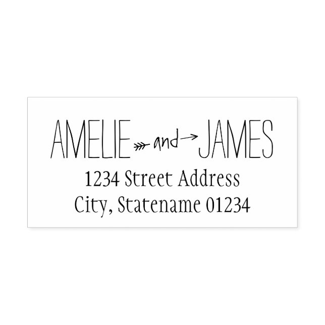 Rustic Arrow Wedding Couple Return Address Rubber Stamp (Imprint)