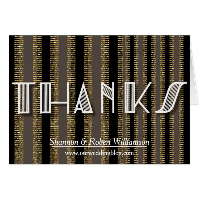 Rustic Art Deco Black Gold Thank You Card (Front Horizontal)