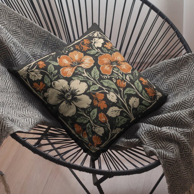 Rustic Art Nouveau Esthetic Floral Botanical  Cushion (Creator Uploaded)