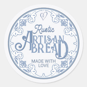 RUSTIC ARTISAN BREAD Freshly Baked Farmhouse Blue Classic Round Sticker
