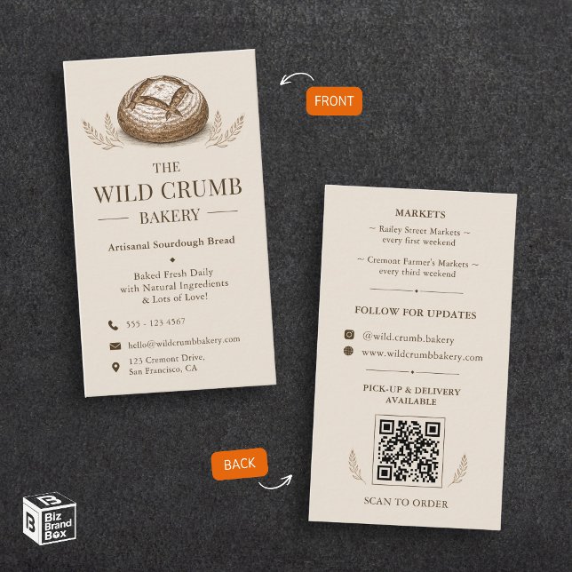 Rustic Artisan Bread Sourdough Bakery Logo Business Card (Rustic Artisan Bread Sourdough Bakery Logo Business Card)