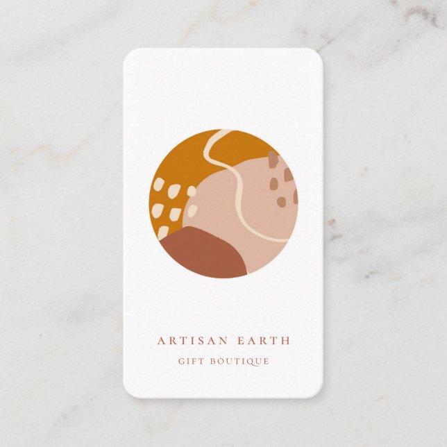 Rustic Artisan Earthy Abstract Logo Business Card (Front)