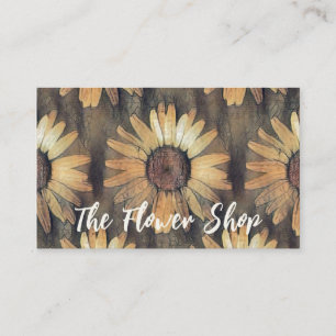 Rustic Artistic Sunflower Pattern Autumn Floral Business Card