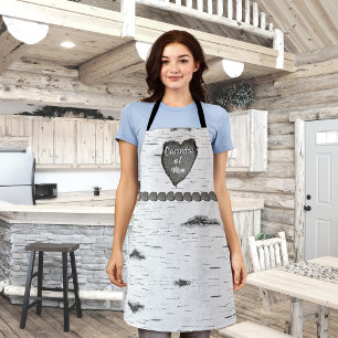 Rustic Aspen Bark Wood Carved Heart #1 Mum Name Apron