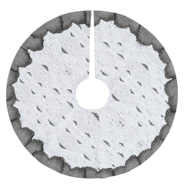 Rustic Aspen Bark Wood Carved Hearts couples names Brushed Polyester Tree Skirt (Front)