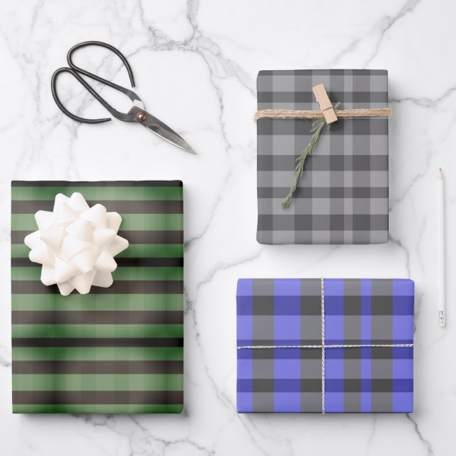Rustic Assorted Plaid Pattern Wrapping Paper Sheet (Front)
