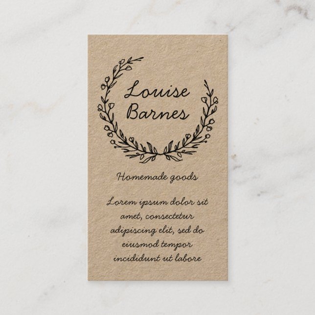Rustic asymmetric herb wreath business card (Front)