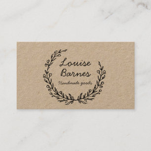 Rustic asymmetric wreath on kraft business card