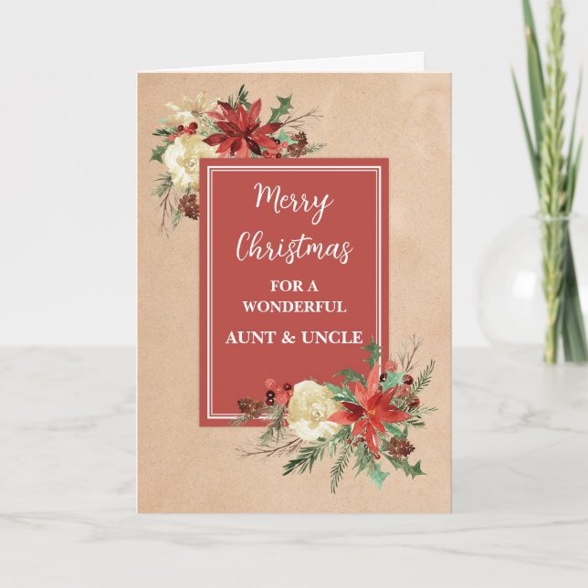 Rustic Aunt and Uncle Merry Christmas Card (Front)