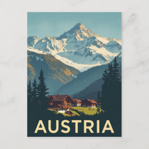 Rustic Austria Mountain Cabin Postcard