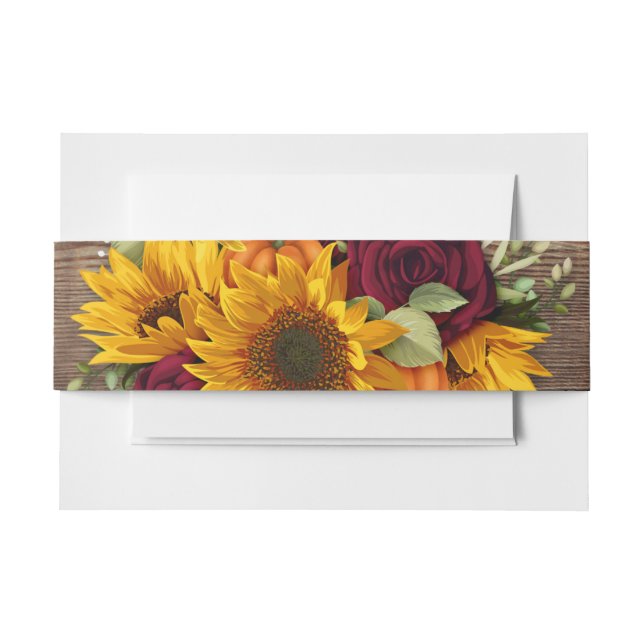 Rustic Autum Floral Belly Band  Invitation Belly Band (Front Example)