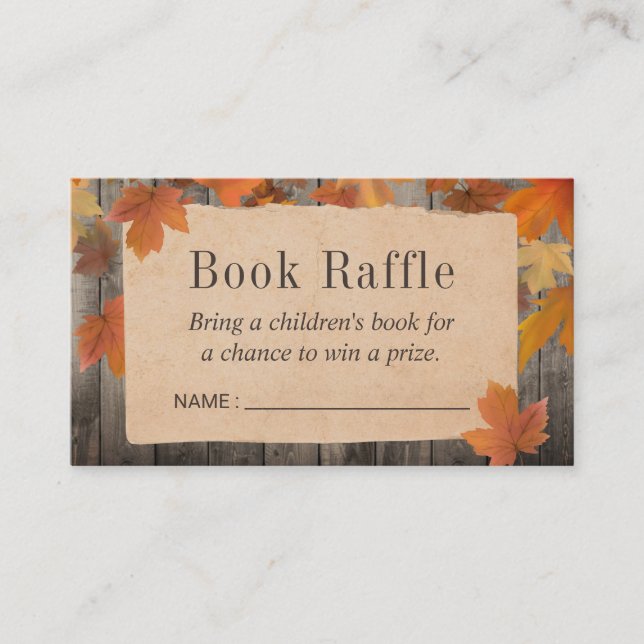 Rustic Autumn Baby Shower Book Raffle Tickets Enclosure Card (Front)