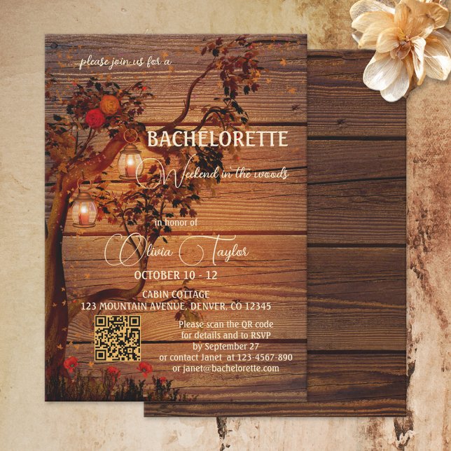 Rustic Autumn Bachelorette Weekend in the Woods Invitation (Creator Uploaded)
