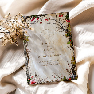 Rustic Autumn Berry Wedding Save The Date