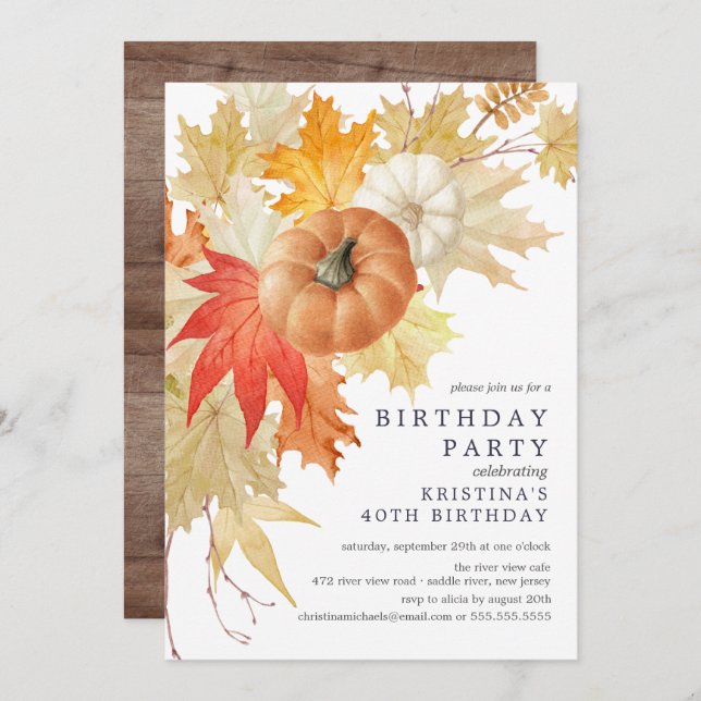 Rustic Autumn Birthday Invitation (Front/Back)
