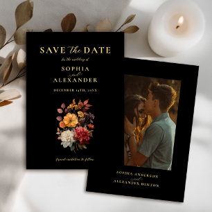 Rustic Autumn Bloom Save the Date Invitation