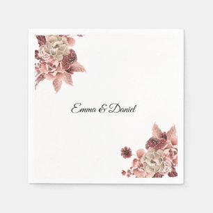 Rustic Autumn Blooms Watercolor Napkin