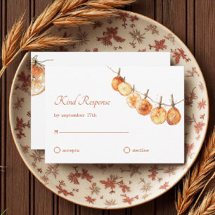 Rustic Autumn Boho Dried Orange Garland Wedding RSVP Card