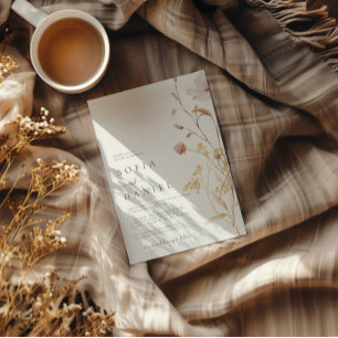 Rustic Autumn Boho Watercolor Wedding Invitation