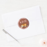 Rustic Autumn Botanical Pumpkin Wedding Monogram Classic Round Sticker<br><div class="desc">Rustic Autumn Botanical Pumpkin Wedding Monogram Round Sticker.</div>