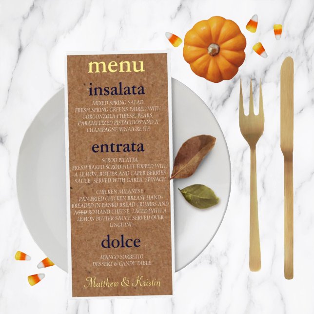 Rustic Autumn Bride Reception Shower Party Menu (Creator Uploaded)