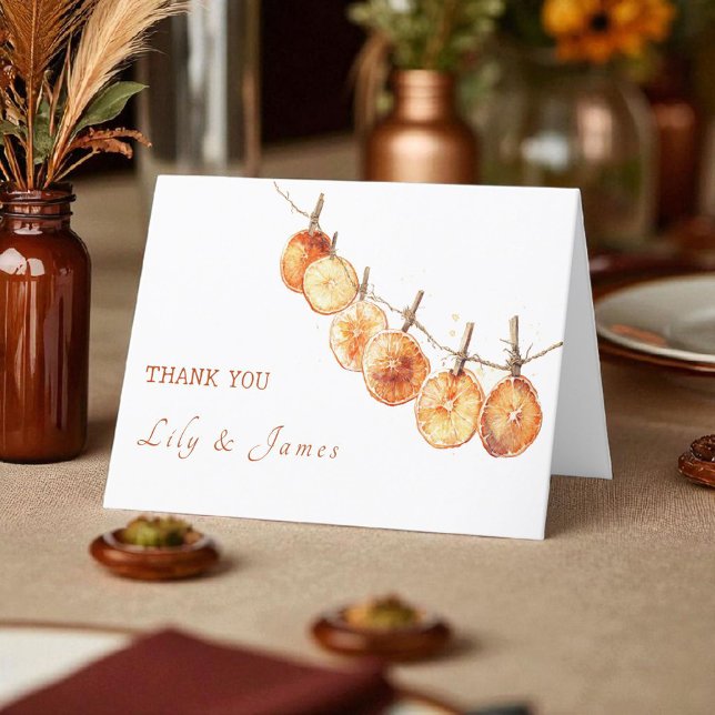 Rustic Autumn Citrus Dried Orange Garland  Thank You Card (Creator Uploaded)