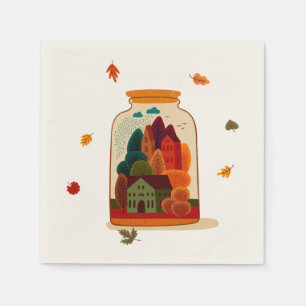 Rustic Autumn City in Jar Napkin