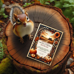 Rustic Autumn Countryside Wedding Invitation