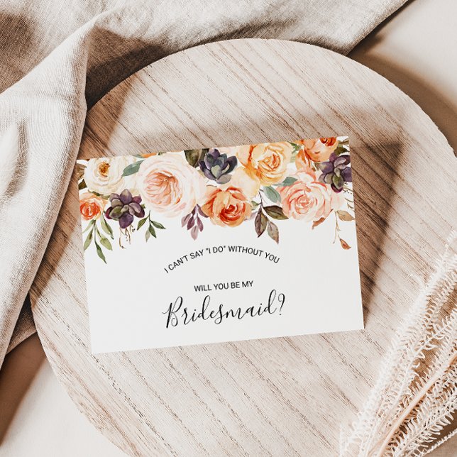 Rustic Autumn Elegant Floral Bridesmaid Invitation Postcard (Creator Uploaded)
