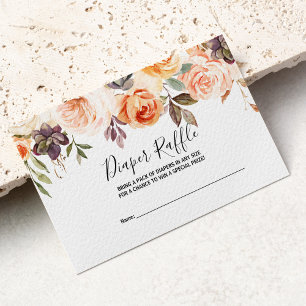 Rustic Autumn Elegant Floral Diaper Raffle Enclosure Card