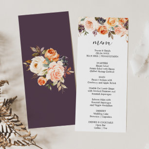 Rustic Autumn Elegant Floral Dinner Menu Card