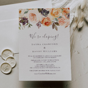 Rustic Autumn Elegant Floral Elopement Reception Invitation