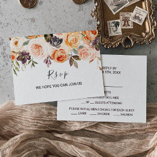 Rustic Autumn Elegant Floral Menu Choice