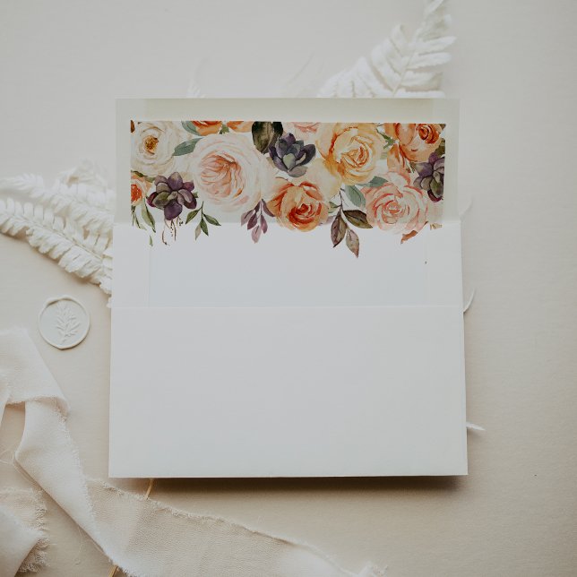 Rustic Autumn Elegant Floral Wedding Invitation Envelope (Creator Uploaded)