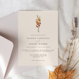 Rustic Autumn Elegant Minimal Wedding Invitation