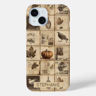 Rustic Autumn Ephemera Collage Warm Earthy (2) iPhone 15 Case