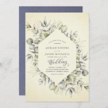 Rustic Autumn Eucalyptus With Blue Wash Frame