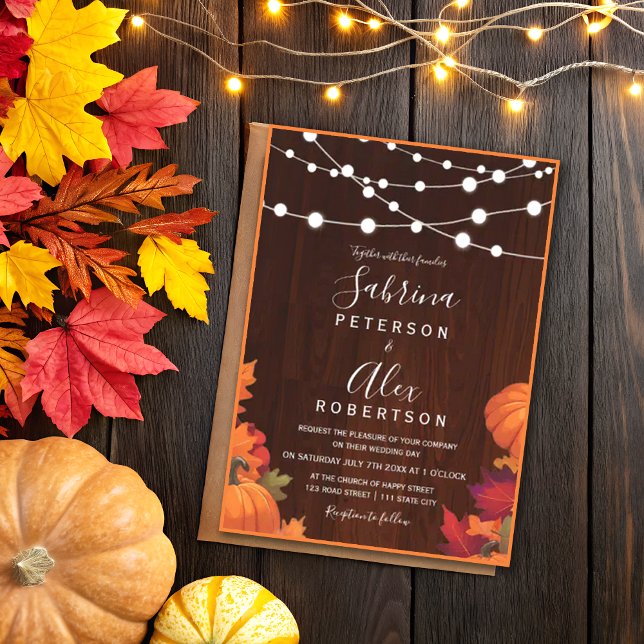 Rustic Autumn Fall Botanical Bouquet Wedding Invitation (Creator Uploaded)