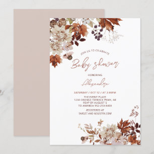 Rustic Autumn Fall Floral Baby Shower Invitation