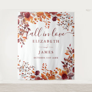 Rustic Autumn Fall Floral Photo Booth Backdrop Tapestry
